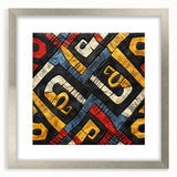 Abstract art print of an Ethiopian landscape in muted earth tones on a silver-framed mat.
