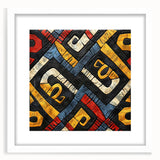 Extra large abstract art print depicting an Ethiopian landscape in muted earth tones on a textured canvas.