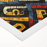 Art Deco poster of an Ethiopian landscape on rolled canvas, featuring earthy tones, ideal for dining room wall art.