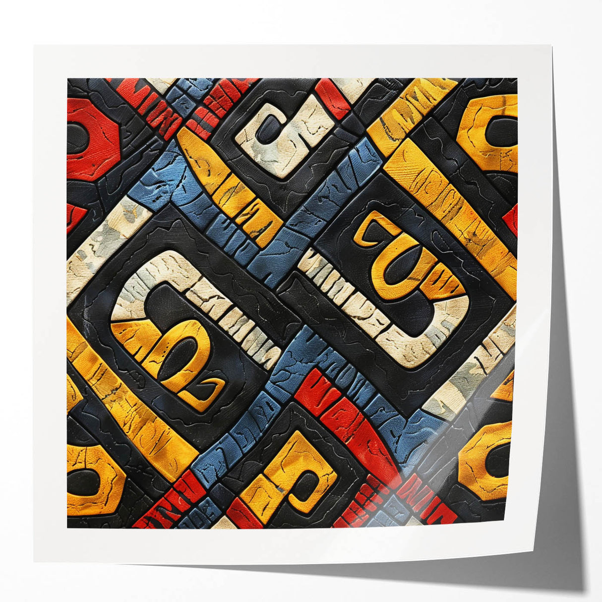 Ethiopian landscape with floral elements in muted earth tones on extra large rolled canvas.