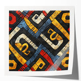 Ethiopian landscape with floral elements in muted earth tones on extra large rolled canvas.