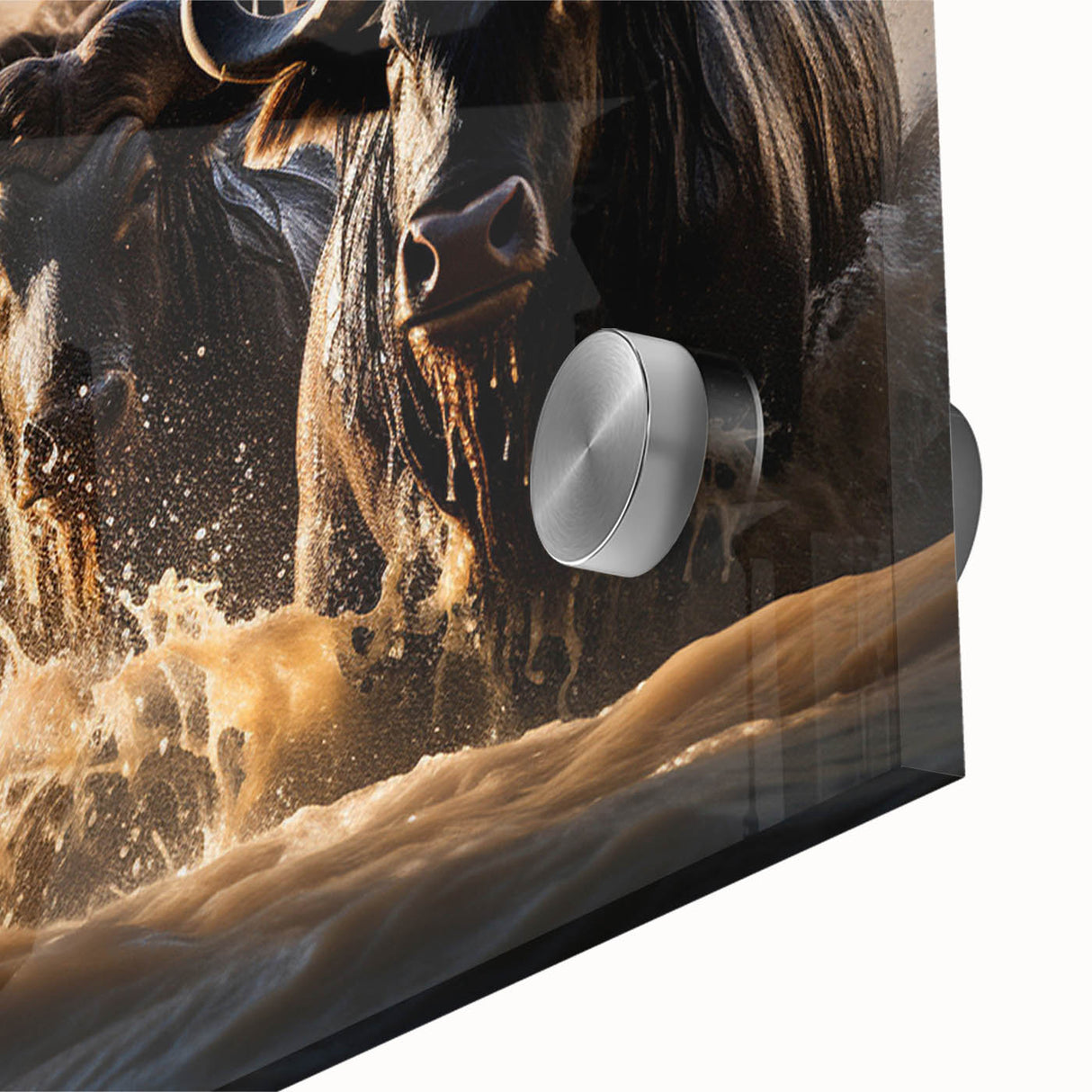 Large abstract wall art depicting the Kenyan scenery in muted earth tones on acrylic glass, ideal for dining room art.