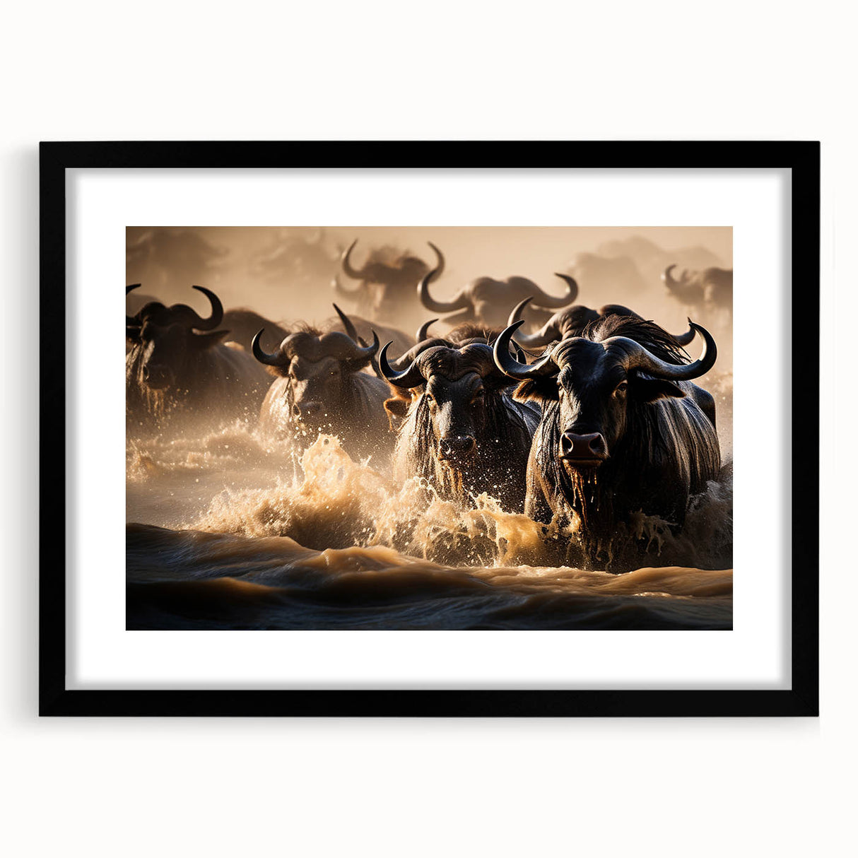 Extra large abstract art print featuring a colorful, textured depiction of a Kenyan landscape on a framed canvas.
