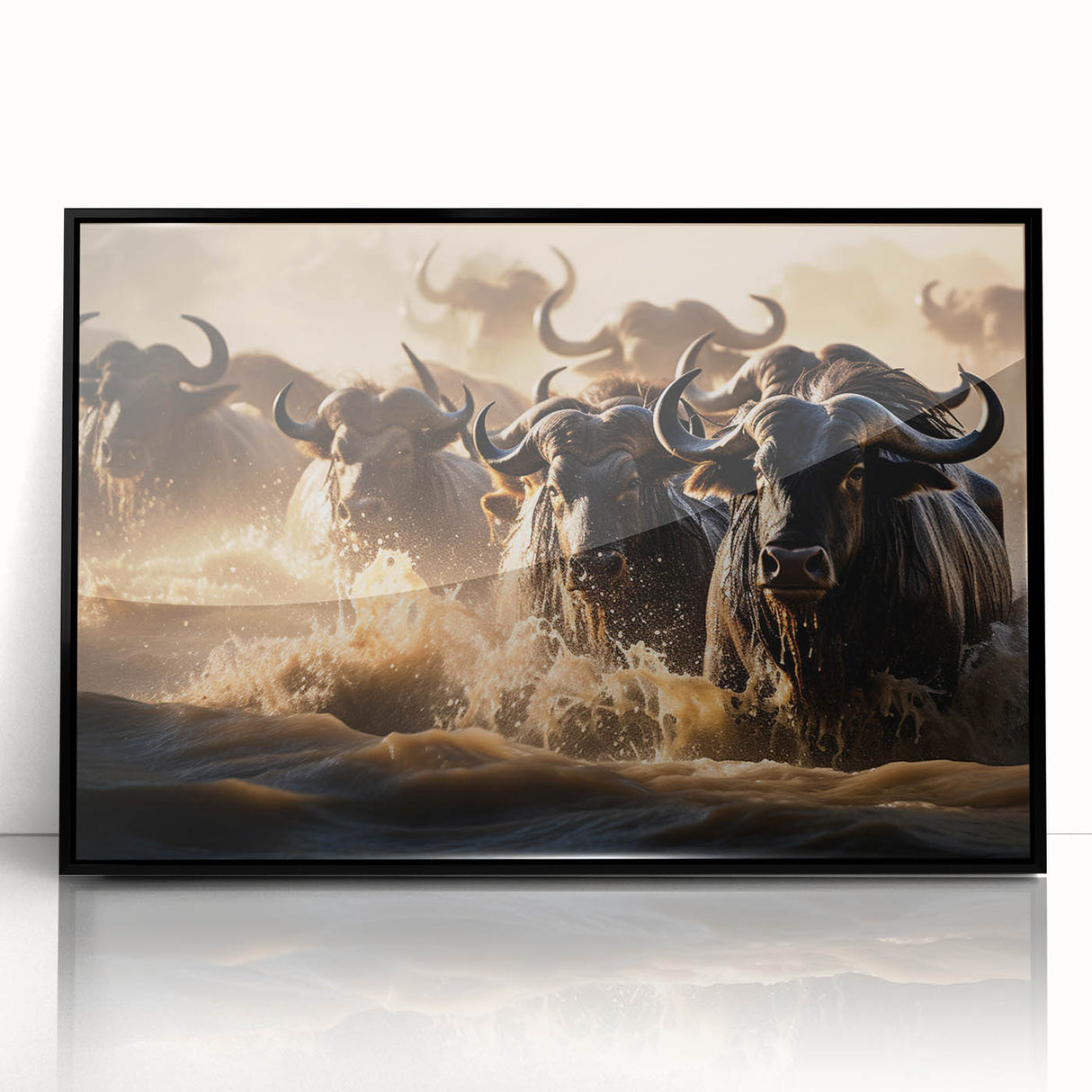 Large abstract wall art depicting a Kenyan landscape in muted earth tones on a framed acrylic print.