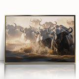 Mid-century modernist art depicting a serene Kenyan landscape in earth tones on a framed acrylic print.