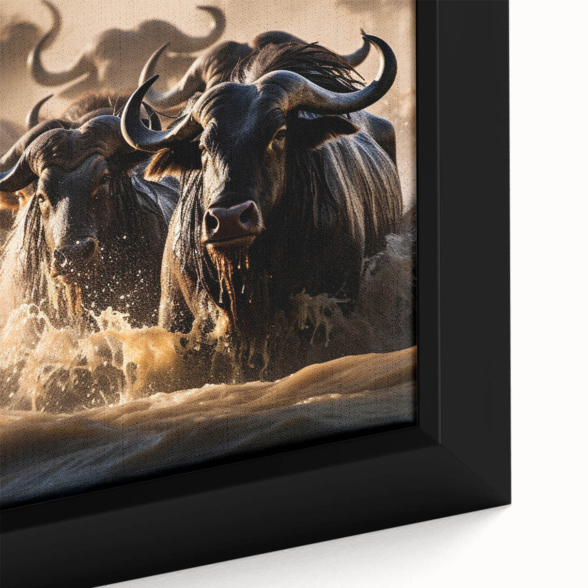 Extra large framed canvas featuring a textured black wall art of a vibrant Kenyan landscape, ideal for living room decor.