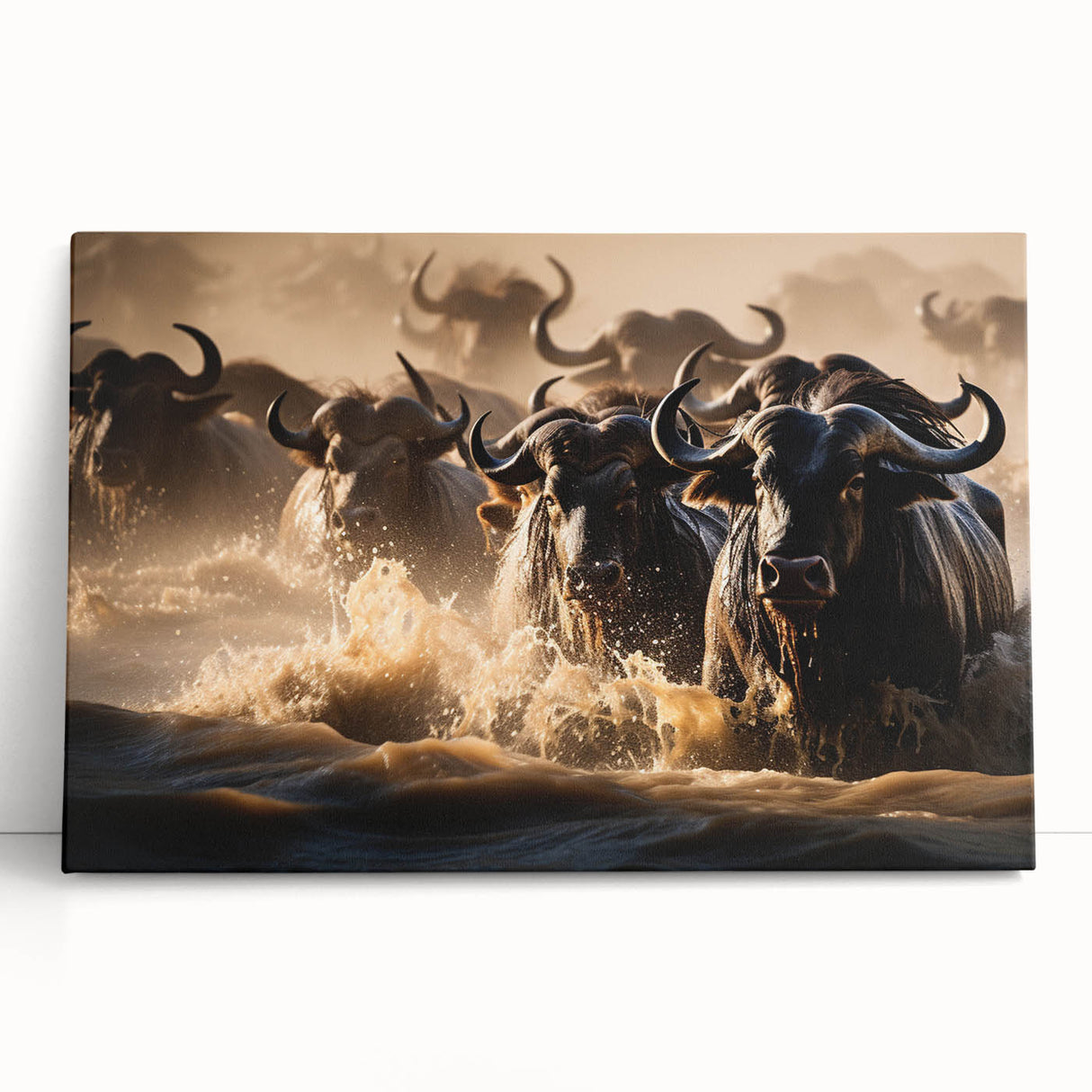 Black and white stretched canvas featuring a Kenyan landscape, ideal for kitchen wall art or bedroom decor.