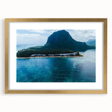 Textured abstract art print of African scenery in muted earth tones on a gold-framed canvas, suitable for bedroom art.