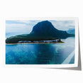 Extra large rolled print of a Mauritius scenery with vibrant floral elements, suitable for dining room wall art.