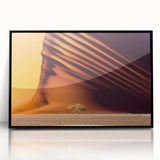 Large abstract wall art depicting a Namibian landscape in muted earth tones on a framed acrylic.
