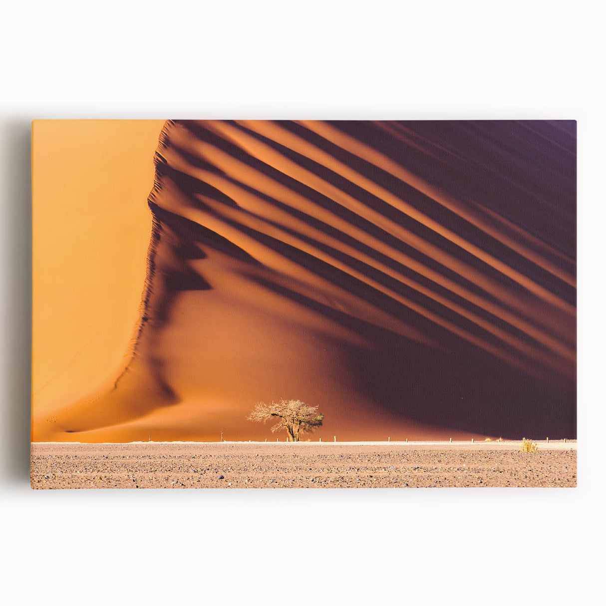 Black and white photograph of Namibian landscape on stretched canvas, suited for kitchen wall art.