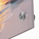 Large abstract wall art featuring a Seychelles scenery in muted earth tones on acrylic glass, ideal for dining room ambiance.