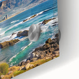 Large abstract wall art featuring South African scenery in muted earth tones on acrylic glass.