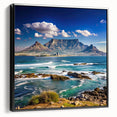 Black and white framed canvas featuring a vintage-style African landscape, suitable for bedroom wall decor.
