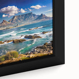 Extra large framed canvas featuring a textured depiction of a South African landscape in vibrant, colorful art tones.