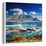 Vintage poster art of an African scenery in vibrant colors on extra large framed canvas, suitable for living room decor.