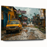 Large abstract wall art depicting a Tanzanian landscape in muted earth tones on acrylic glass.