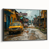Black and white framed canvas depicting a Tanzanian landscape, ideal for bedroom wall art.