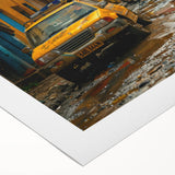 Art deco poster of a Tanzanian landscape on rolled canvas, featuring earthy tones, perfect for dining room wall art.