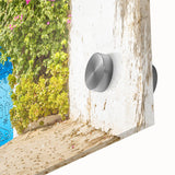 Large abstract wall art of a Tunisian landscape in muted earth tones on acrylic glass, suitable for dining room decor.