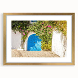 Extra large abstract art print of a textured African Tunisian landscape in muted earth tones, framed in gold.