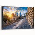 Black and white landscape art painting of Azerbaijan scenery on framed canvas, suitable for bedroom wall decor.