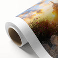 Art deco poster of Azerbaijan scenery on rolled canvas, featuring muted earth tones, ideal for nursery wall art.