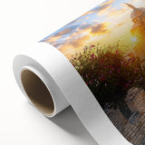 Art deco poster of Azerbaijan scenery on rolled canvas, featuring muted earth tones, ideal for nursery wall art.