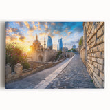 Large black and white stretched canvas of an Asian scenery, ideal for kitchen art.