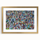 Extra large abstract art print featuring textured scenery of Bangladesh in muted earth tones on a gold-framed canvas.