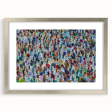 Textured abstract art print depicting a serene Bangladesh landscape in muted earth tones, framed in silver.