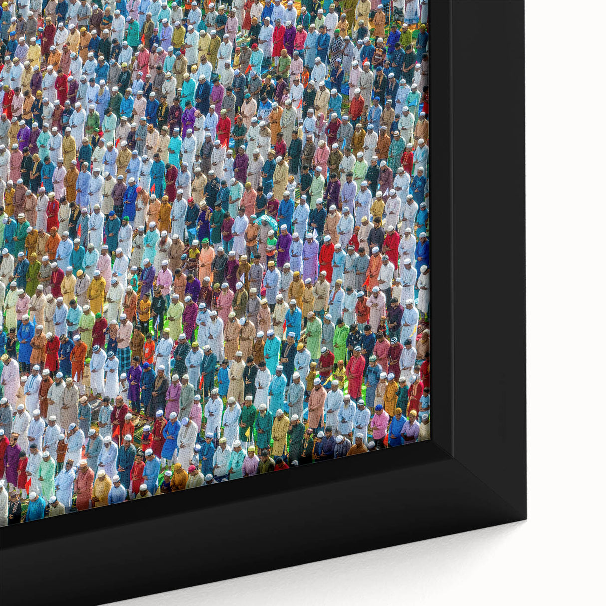 Extra large framed canvas depicting a textured, colorful rural Bangladesh scenery, ideal for living room decor.