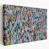 Large canvas print depicting a tranquil Bangladesh riverside scene in soft green and blue tones.