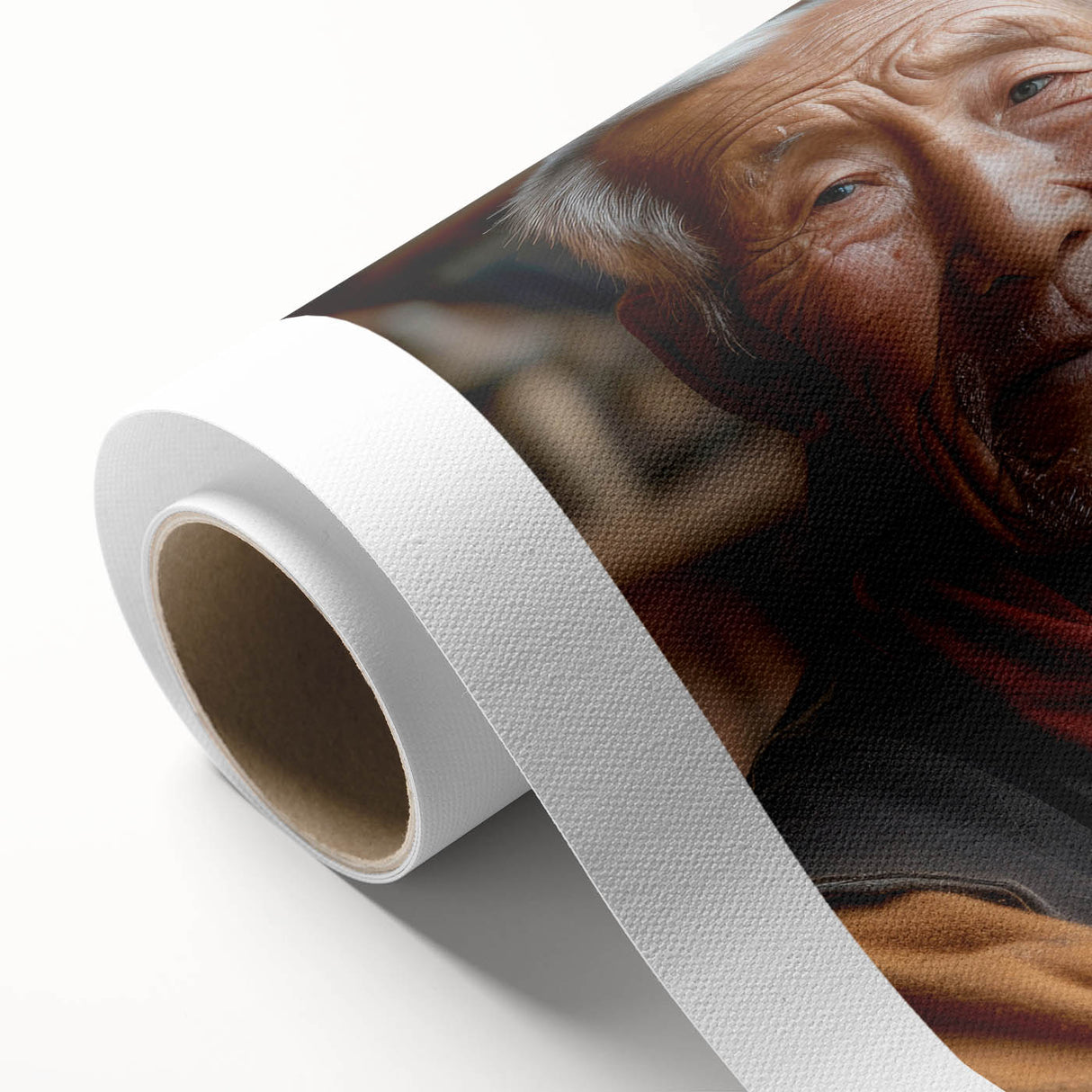Art deco poster of Bhutan scenery on rolled canvas, featuring muted earth tones, ideal for nursery wall art.