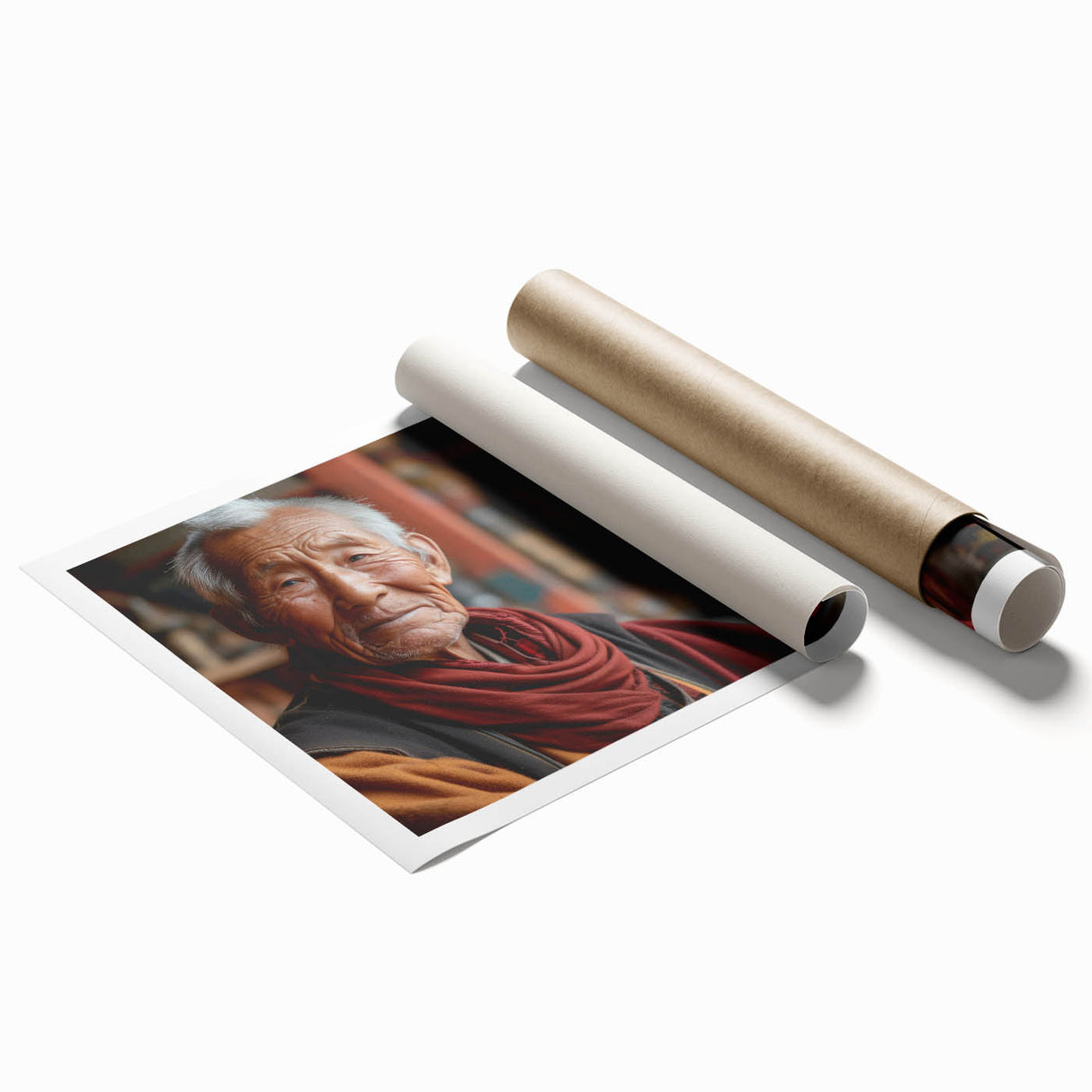Extra large rolled print of Bhutan scenery with vibrant floral elements, ideal for classy bathroom wall art.