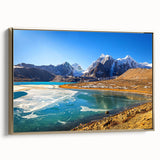 Framed canvas of a vintage-style Indian landscape in gold and black tones, ideal for bedroom wall decor.