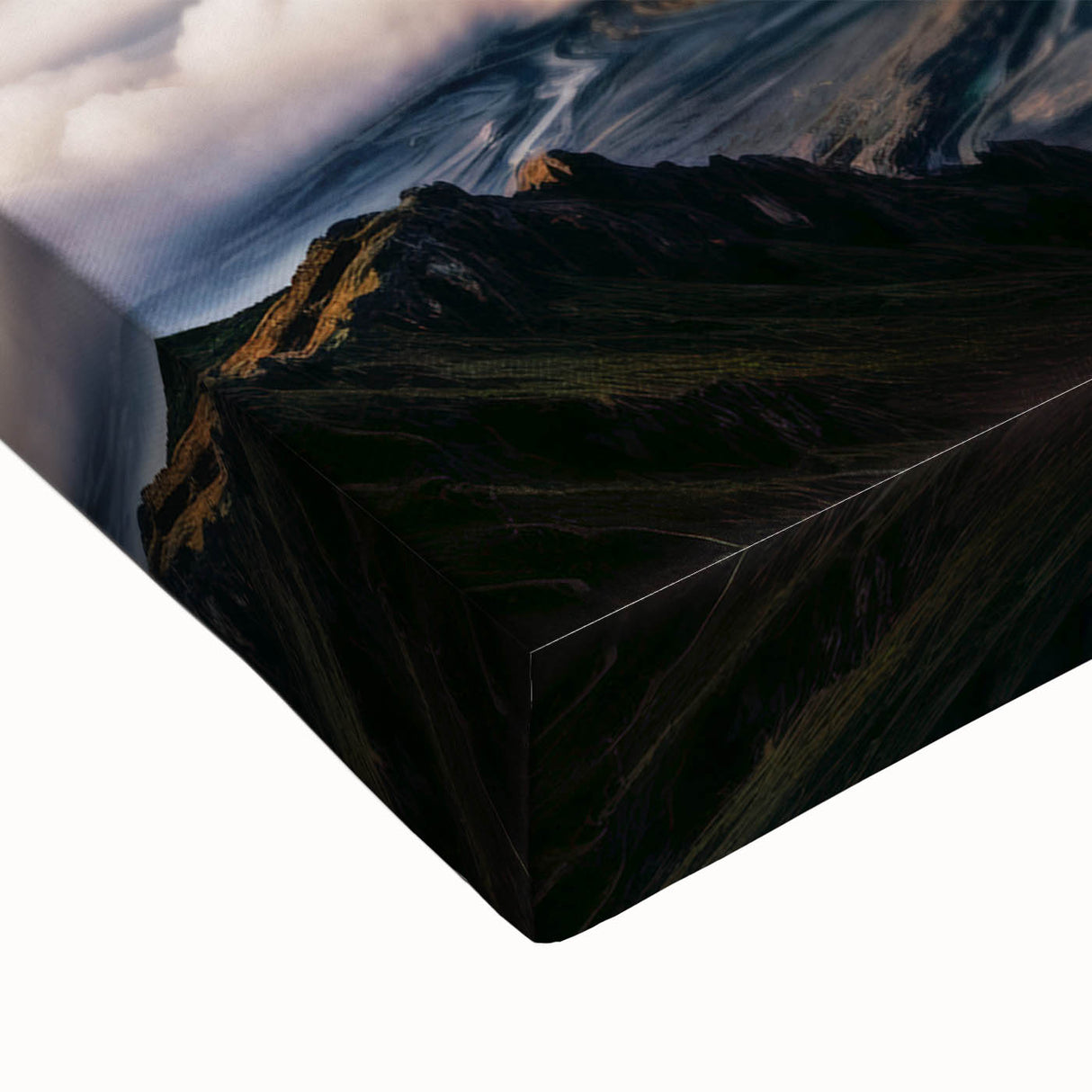 Large art of Indonesian landscape in black and white on stretched canvas, suitable for bedroom wall decor.