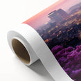 Art deco poster of a serene Korean landscape in soft pastel colors, ideal for nursery wall art, on rolled canvas.