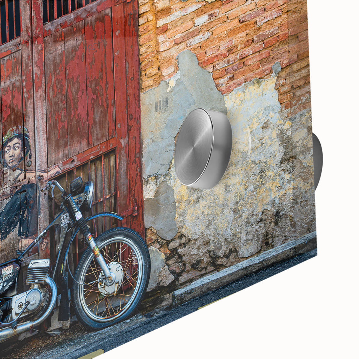 Large abstract wall art depicting a Malaysian landscape in muted earth tones on acrylic glass.