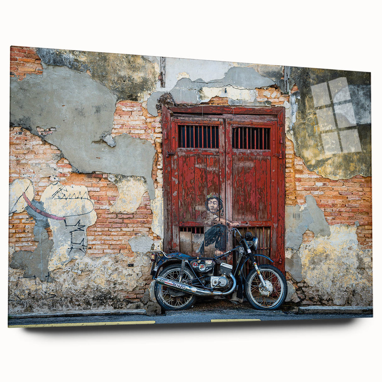 Abstract landscape of Malaysian scenery in muted earth tones on acrylic glass, suitable for bedroom or dining room art.