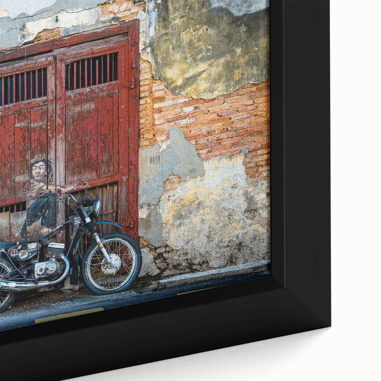Extra large black wall art featuring a textured, colorful Malaysian landscape on framed canvas, ideal for living room decor.