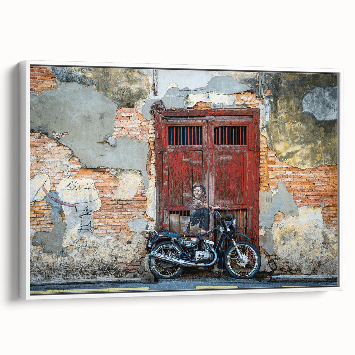 Vintage poster art of a Malaysian landscape in colorful hues on a large framed canvas, suitable for living room decor.