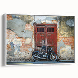 Vintage poster art of a Malaysian landscape in colorful hues on a large framed canvas, suitable for living room decor.