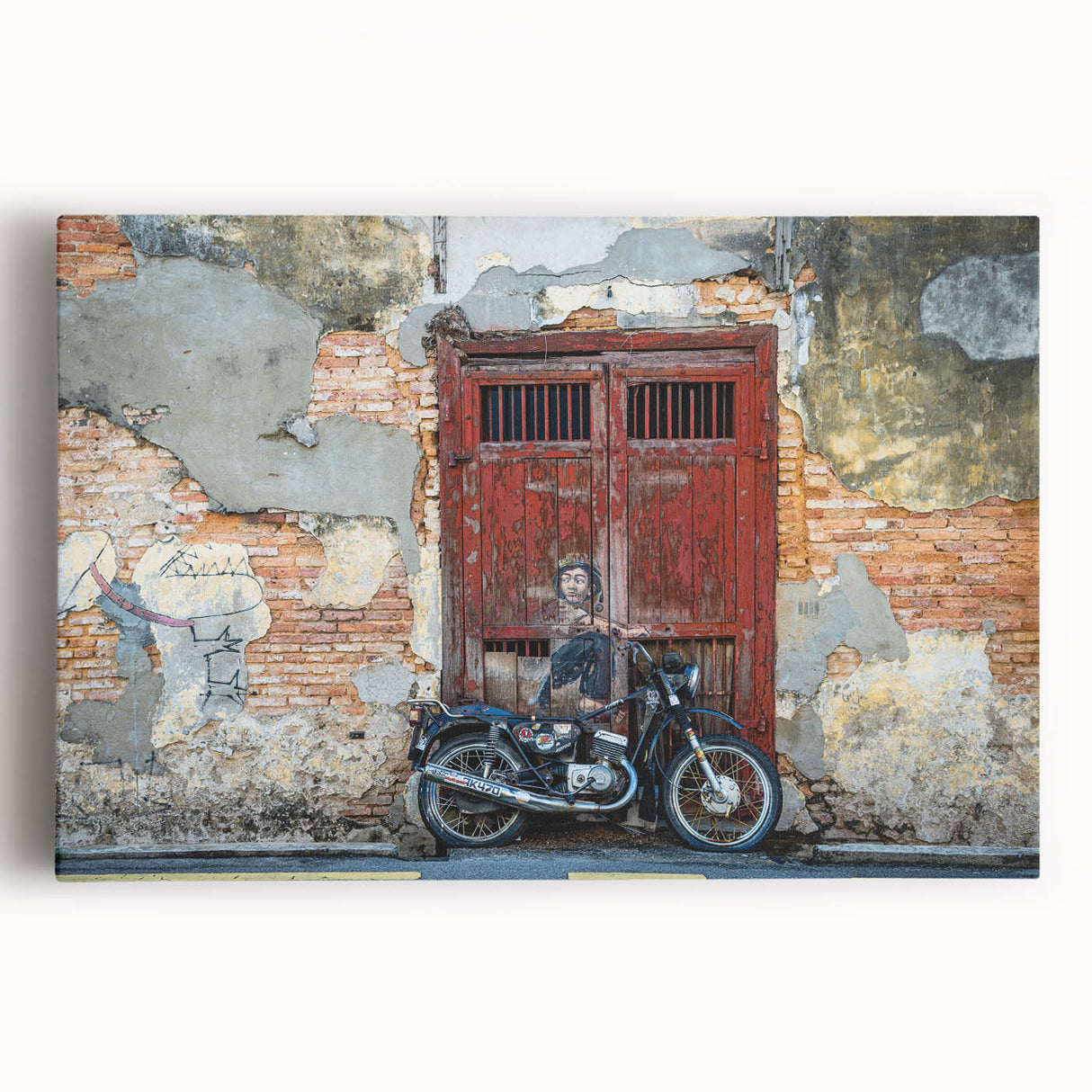 Black and white large art canvas of a Malaysian landscape, ideal for kitchen wall art.