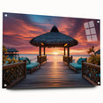 Acrylic print of Maldives scenery with vivid blue and turquoise tones, ideal for bedroom or dining room decor.