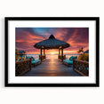 Extra large abstract art print of the Maldives in vibrant colors on a textured canvas, framed in black.