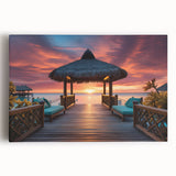 Black and white photograph of Maldives scenery on large stretched canvas, suitable as kitchen wall art.