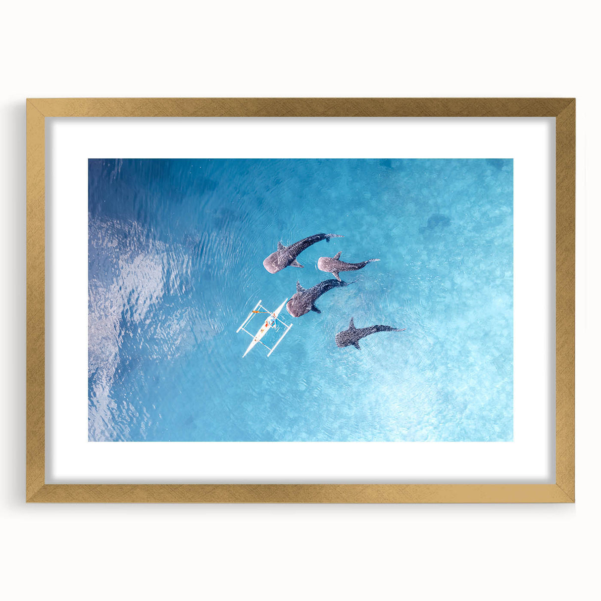Extra large abstract art print featuring textured scenery of the Philippines in muted earth tones, framed in gold.