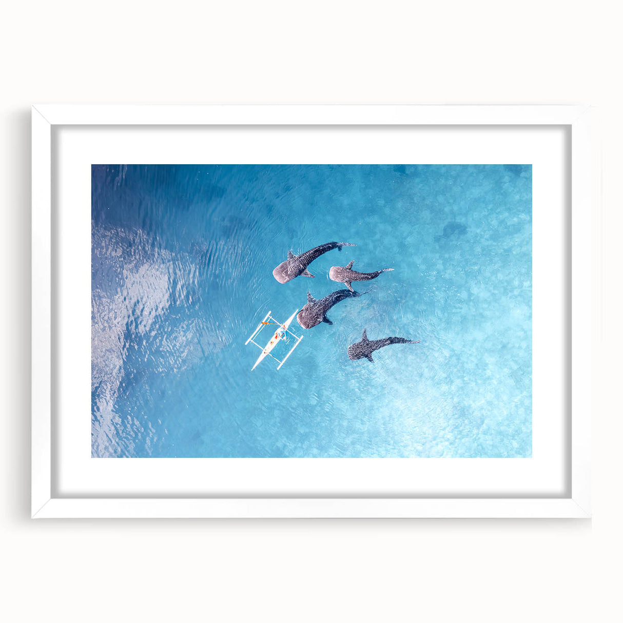 Abstract art print depicting a serene Philippine landscape in muted earth tones on a framed white canvas.