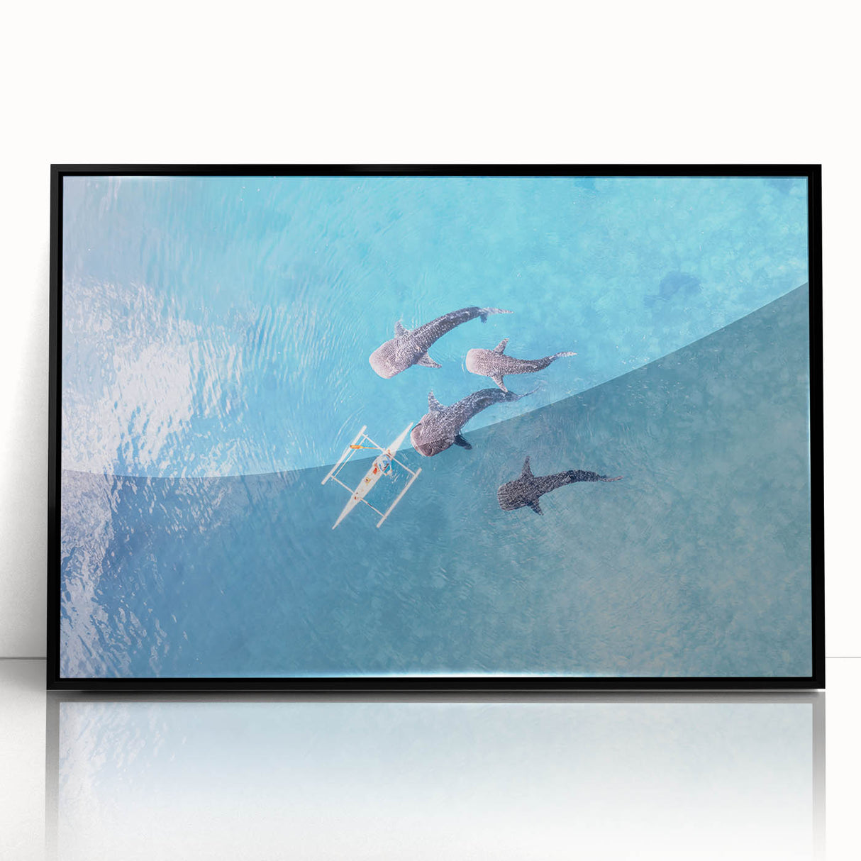 Large abstract wall art featuring a stylized Philippine landscape in muted earth tones, framed in black acrylic.